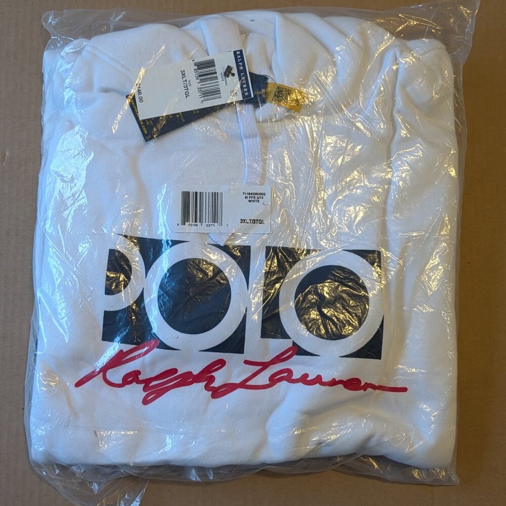 Polo Ralph Lauren Mens Pullover Hoodie White - 3XLT